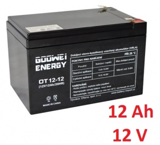 Záložní, staniční baterie VRLA 12 Ah , 12 V , kontakty F2 , GOOWEI ENERGY