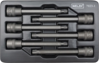 Hlavice zástrčné 3/8", Torx T20-T45, extra dlouhé 110 mm, S2, sada 6 dílů, Welzh