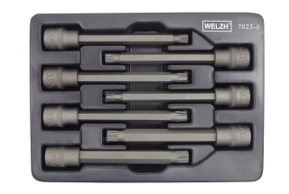Hlavice zástrčné 3/8", Ribe M4-M10, extra dlouhé 110 mm, S2, sada 7 dílů, Welzh