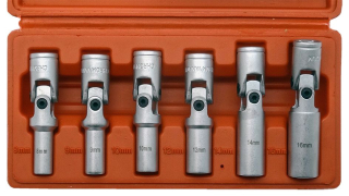 Hlavice nástrčné 3/8", 6-ti hran 8-16 mm, na žhavící svíčky, CrV, sada 6 dílů, Welzh