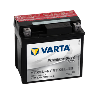 Motobaterie VARTA POWERSPORTS AGM 4 Ah , 12 V , 504 012 , YTX5L-BS