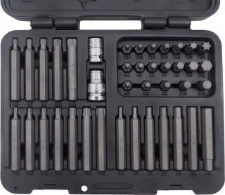 Sada bitů 1/2" a 3/8", Inbus, Torx a Ribe, materiál S2, 40 dílů, Welzh