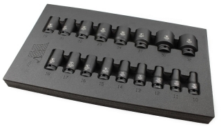 Hlavice nástrčné 1/2", pro rázové utahováky, CrMo, 10-32 mm, sada 17 dílů, Welzh