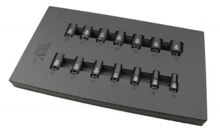 Hlavice nástrčné 3/8", pro rázové utahováky, CrMo, 9-22 mm, sada 13 dílů, Welzh