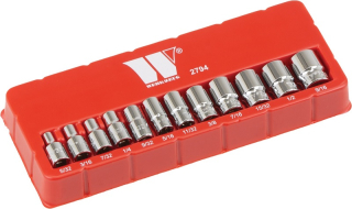 Nástrčné palcové hlavice 1/4", 12-ti hran, 5/32 - 9/16", CrV, sada 12 dílů, palcové, Welzh