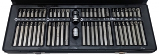 Sada bitů 1/2" a 3/8", Inbus, Torx a XZN, vrtaný Torx, CrV, sada 54 dílů, Welzh