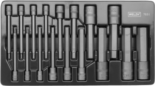 Hlavice zástrčné Inbus, 6-ti hran s hrotem H2-H22, délka 110 mm, sada 17 dílů, Welzh