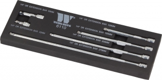 Gola prodloužení 1/4", 32-50-100-150-200-275 mm, sada 6 kusů, Welzh