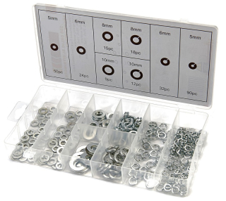 Podložky a pérové podložky průměr 5 - 10 mm, 250 kusů