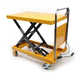 Manipulační vozík s hydraulickým nůžkovým zdvihem a pracovním stolem, nosnost až 300 kg, zdvih 730 mm
