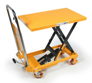 Manipulační vozík s hydraulickým nůžkovým zdvihem a pracovním stolem, nosnost až 150 kg, zdvih 740 mm