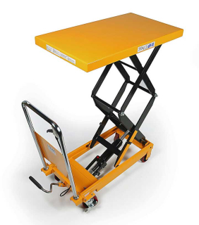 Manipulační vozík s hydraulickým nůžkovým zdvihem a pracovním stolem, nosnost až 350 kg, zdvih 1300 mm