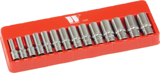 Hlavice nástrčné 1/4", 4-14 mm, 6 hran, CrV, sada 13 dílů, Welzh