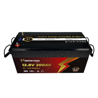 Trakční baterie 200 Ah, 12,8 V, Perfektium LiFePo4 Lithium, přes 4000 cyklů, 3 let záruka, s vestavěným Smart BMS a LCD displejem, PL-12.8V 200Ah Perfektium