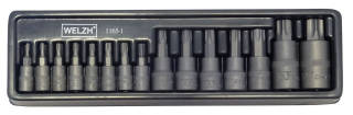 Hlavice zástrčné, Torx T6-T70, S2, sada 15 dílů, Welzh