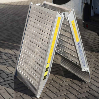 Hliníková nakládací rampa, skládací hliníkový nájezd, 1 kus, délka 3,5 m, šířka rampy 1000 mm, výška profilu nájezdu 95 mm, nosnost 500 kg pro paletový vozík, LOTUS