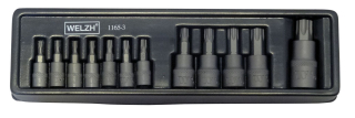 Hlavice zástrčné, Torx T8H-T60H, S2, sada 12 dílů, Welzh