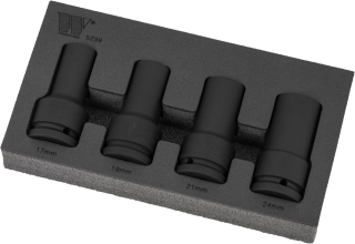 Hlavice nástrčné 3/4", 6 hran, pro rázové utahováky, CrMo, 17-24 mm, sada 4 díly, Welzh