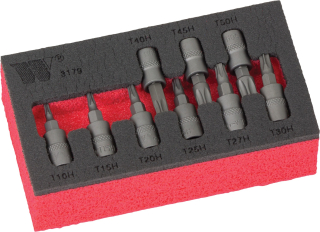 Hlavice zástrčné, Torx T10H-T50H, S2, sada 9 dílů, Welzh