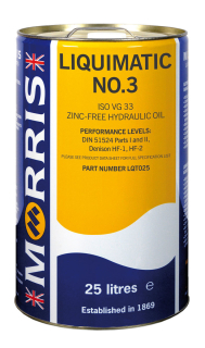 Morris Liquimatic 3 - ISO 22 - bez-zinkový hydraulický olej, 25 l